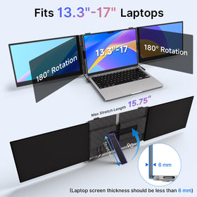 AOKER Triple Laptop Screen Extender 180-degree rotation for flexible viewing