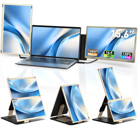 AOKER Triple Laptop Screen Extender front view showing the three displays in action for multitasking.