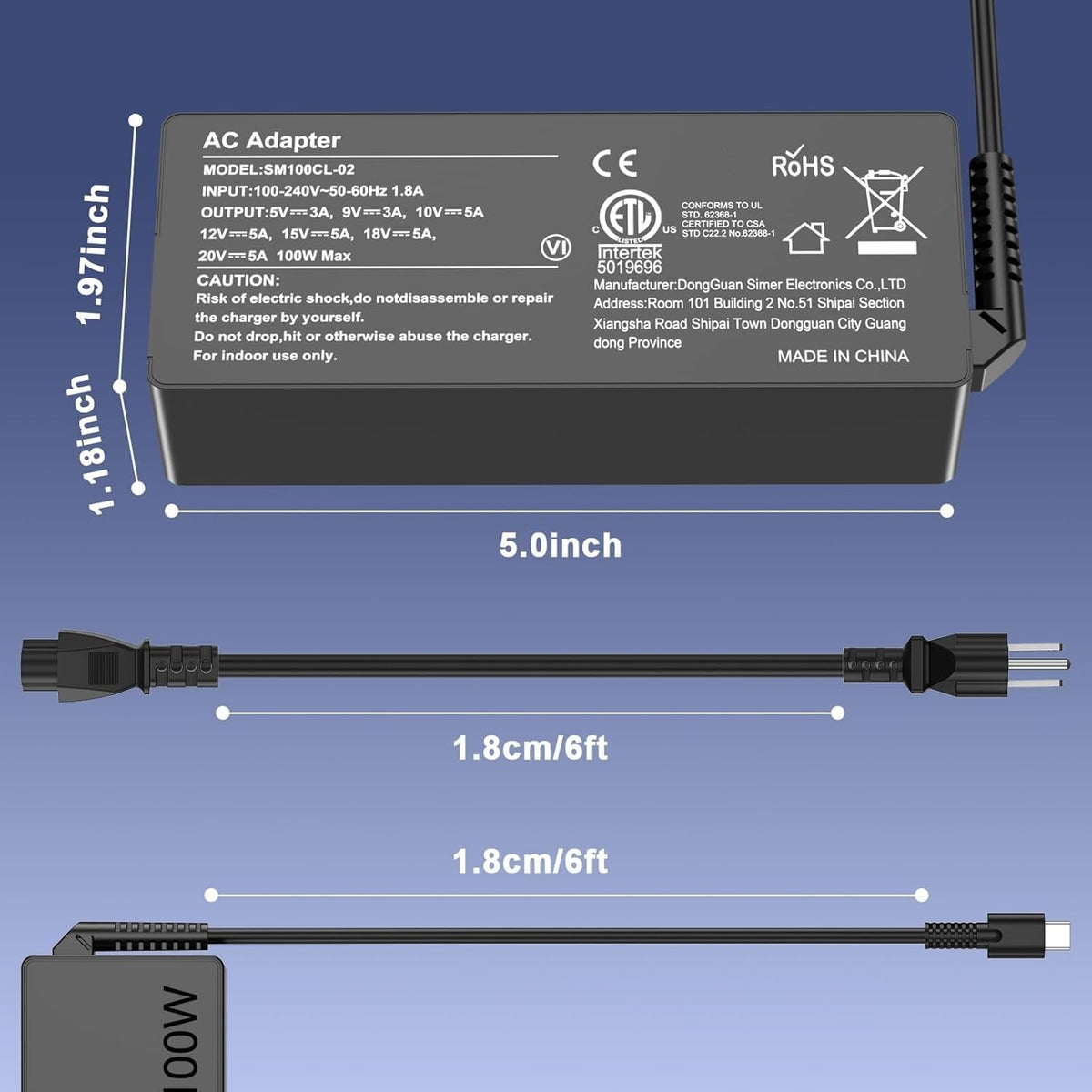 AOKNZEVM 100W USB-C charger compact size ideal for travel