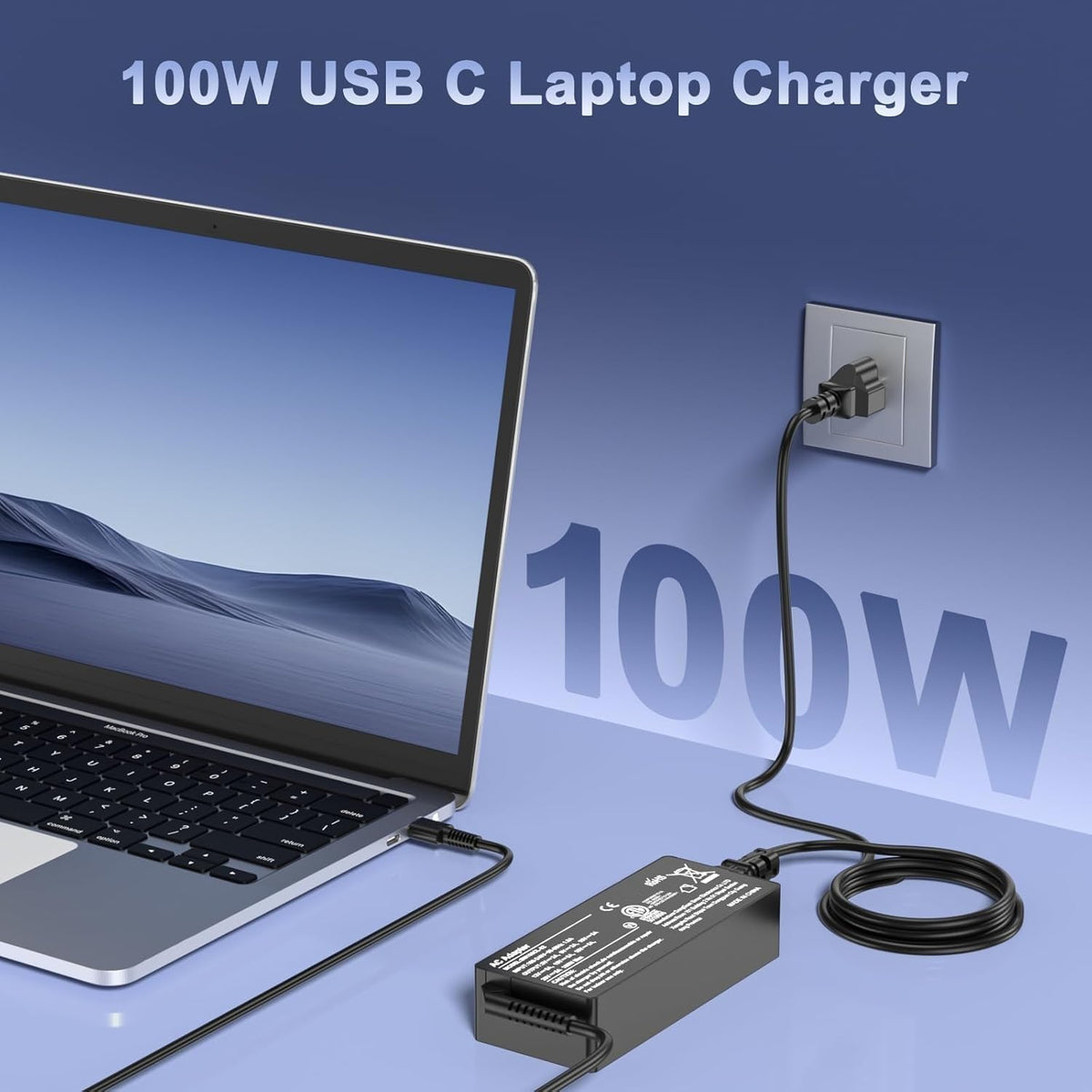 AOKNZEVM 100W USB-C charger side ports view showing compatibility