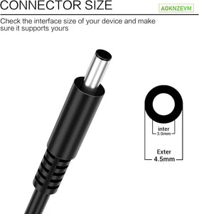 AOKNZEVM 65W Dell adapter side profile with cable management for desk use.