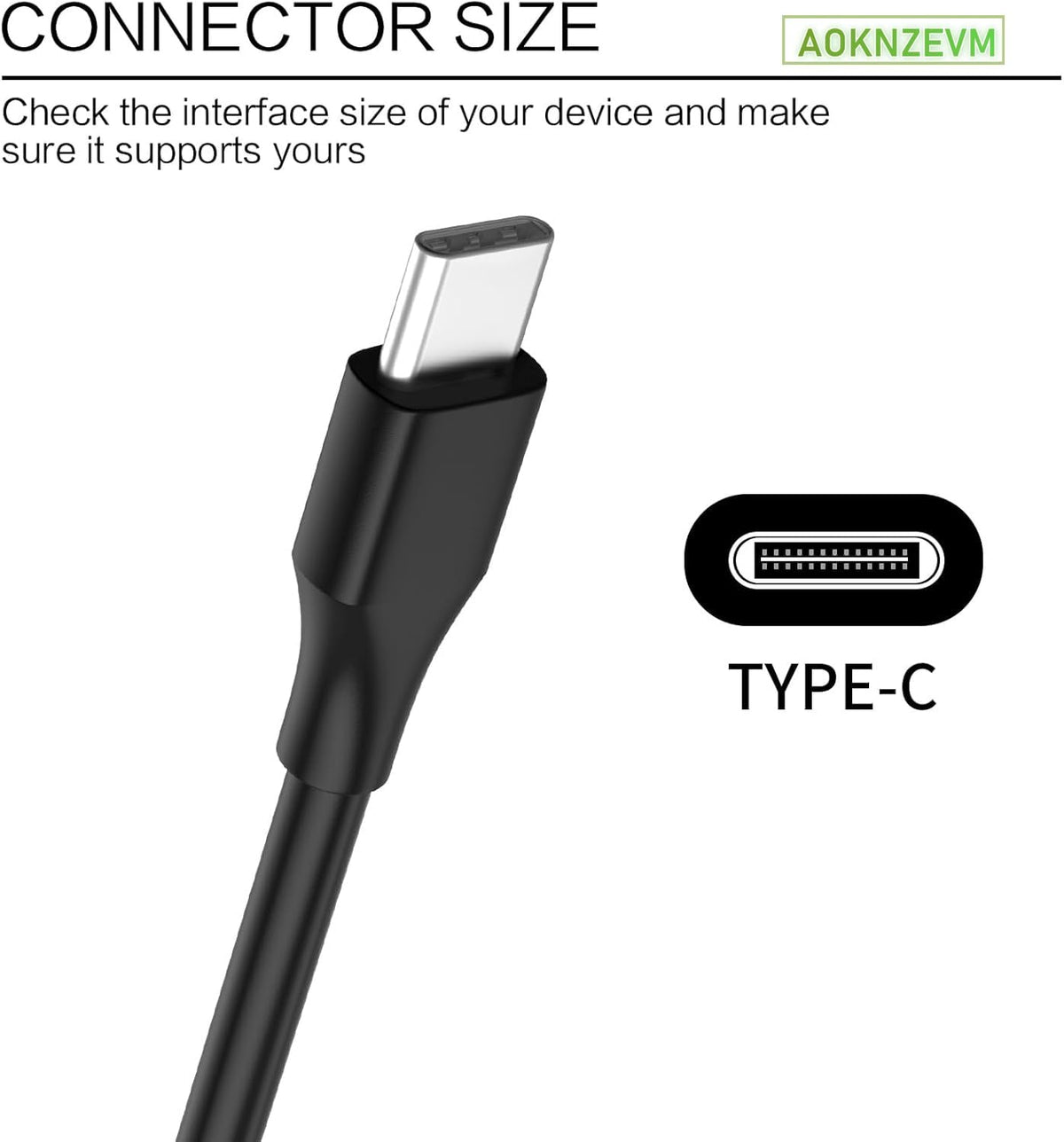 AOKNZEVM USB‑C connector closeup showing secure fit and reliable charge