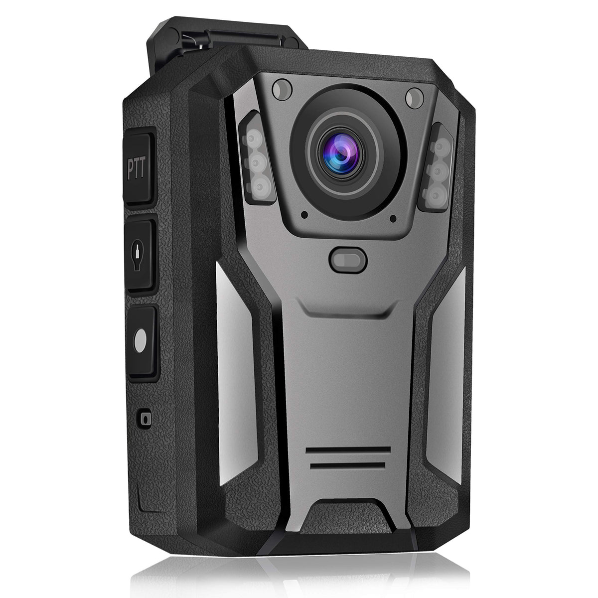 Aolbea P100 2K police body camera front view for on-duty recording with rugged durability.