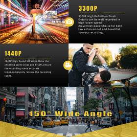 Aolbea P100 2K body camera side-worn clip enabling hands-free patrols.