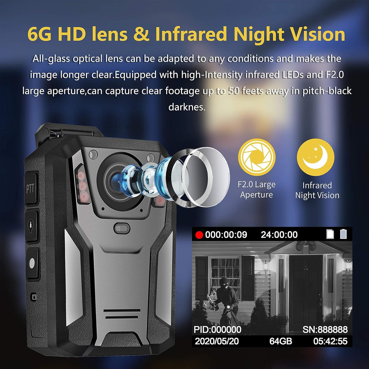 Aolbea P100 built-in memory stores hours of footage
