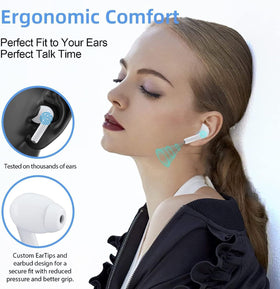 AOLBSPD earbuds in ear lifestyle shot providing stable fit and comfort benefit