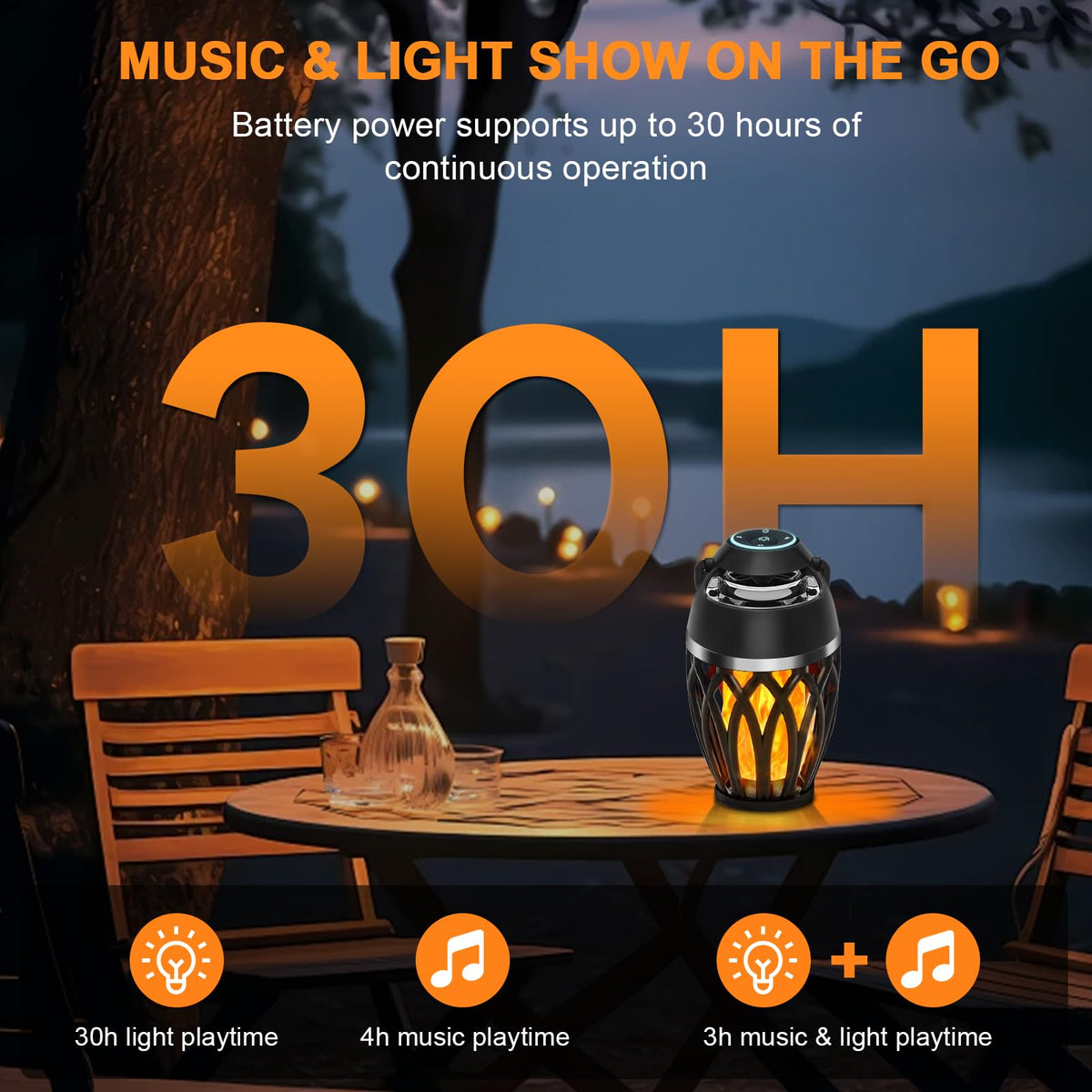 AOLWEEC camping night scene creating atmosphere and music