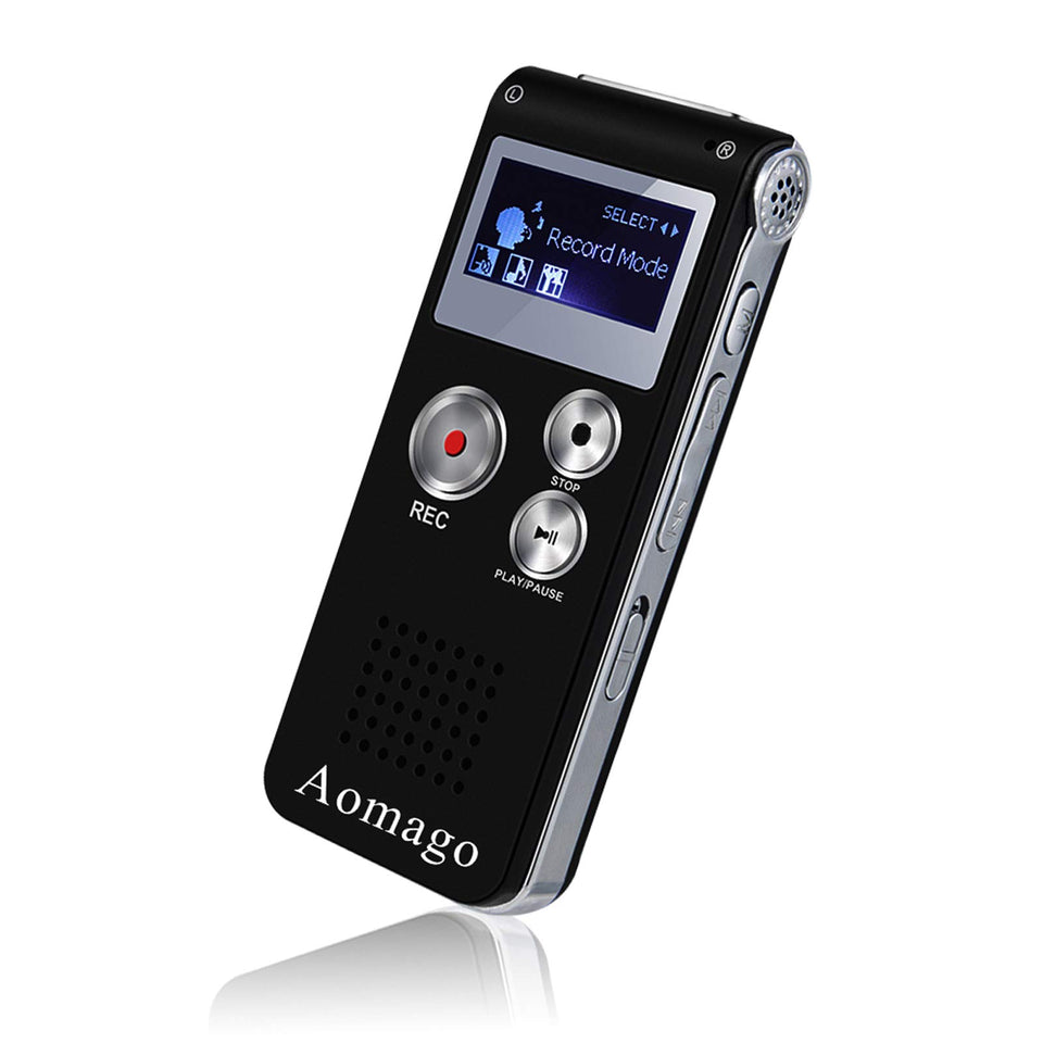 Aomago front view showing compact recorder and clear display for portability