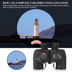 AOMEKIE 10x50 binoculars 50 mm objective lens for bright detail
