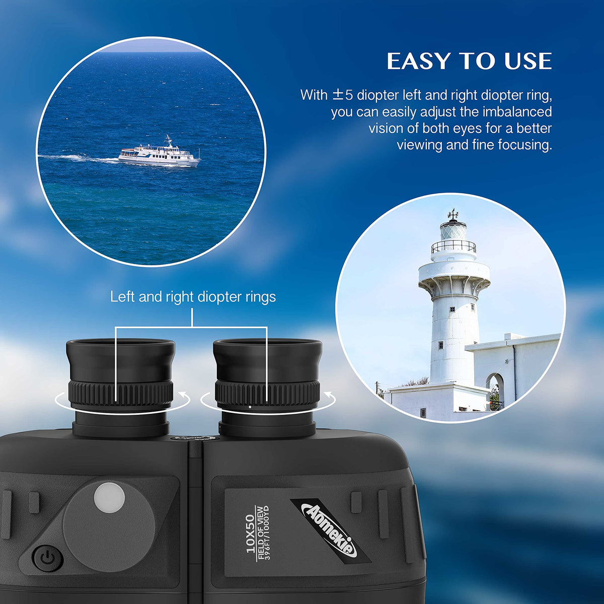 AOMEKIE 10x50 binoculars bag and strap for easy carrying on trips