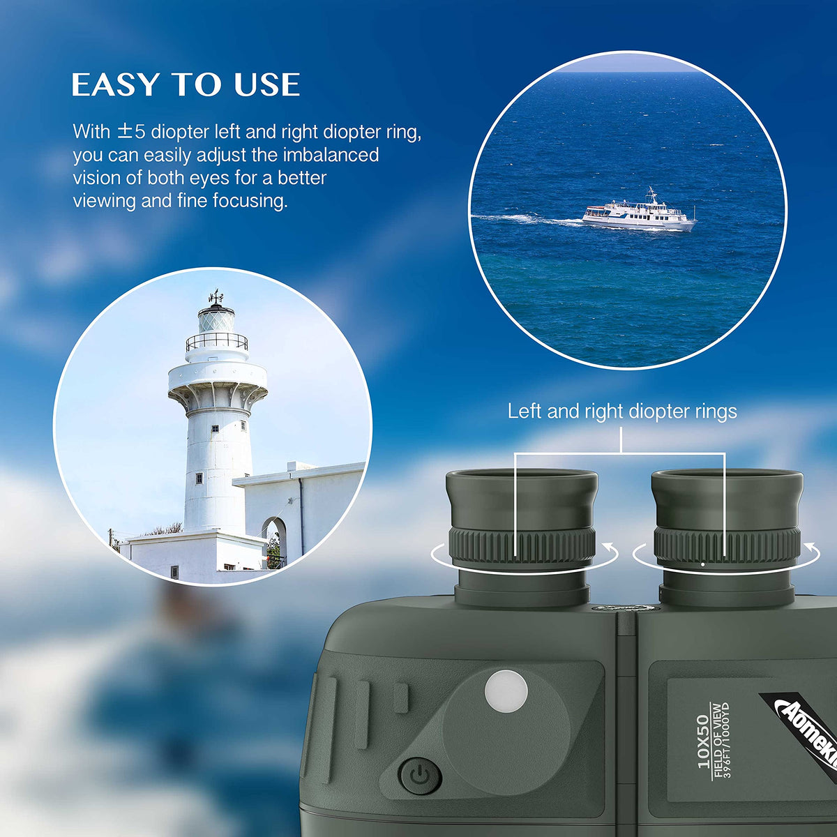 AOMEKIE low-light viewing at dawn/dusk with illuminated compass aids navigation.