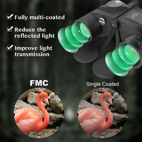 AOMEKIE 10x50 binoculars illuminated compass aids low-light navigation