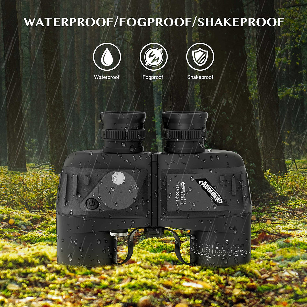 AOMEKIE 10x50 binoculars IPX7 waterproof design withstands wet conditions