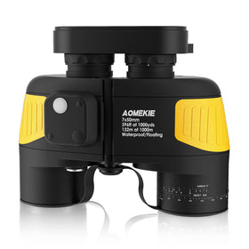 AOMEKIE 7x50 binoculars front view with rugged rubber armor for outdoors.