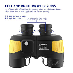 AOMEKIE 7x50 binoculars with included bag and strap for travel convenience.