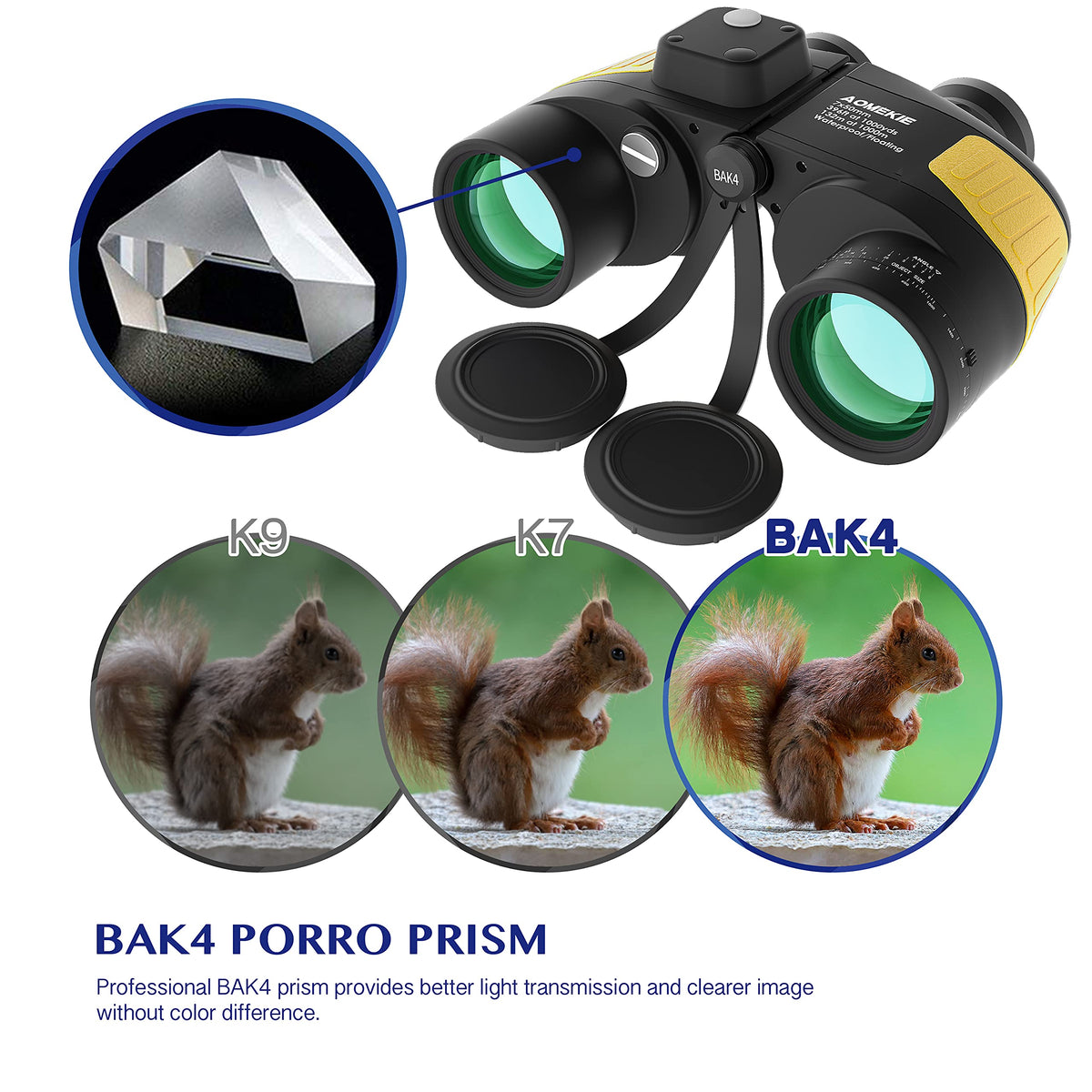 AOMEKIE 7x50 binoculars nitrogen-filled and waterproof for fog-free viewing.