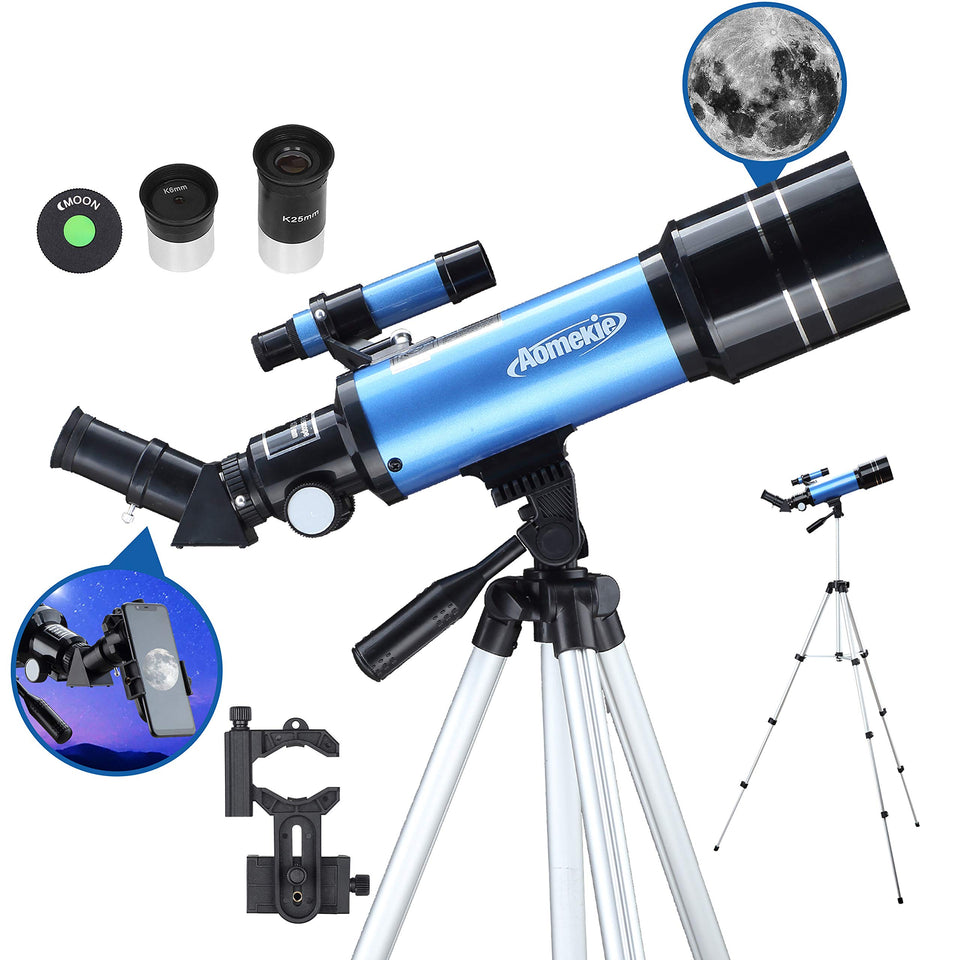 AOMEKIE astronomy telescope with 70mm aperture enables easy stargazing for beginners.