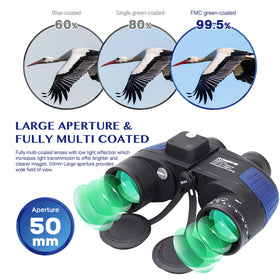 AOMEKIE binoculars with BAK4 prism for bright, sharp images.