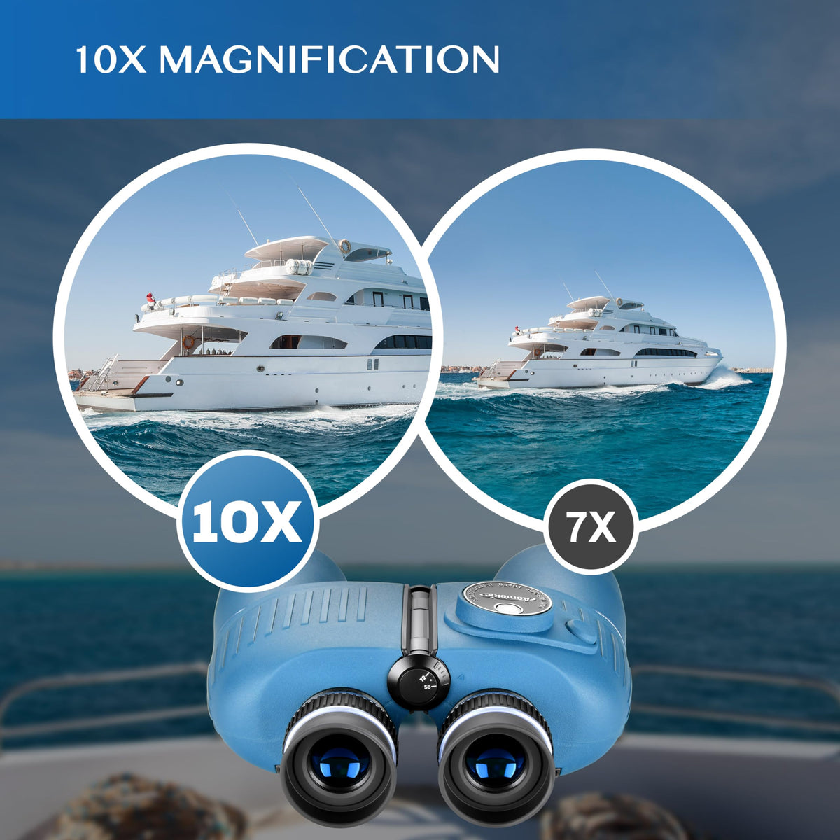 AOMEKIE binoculars with rangefinder and compass for quick distance estimates.