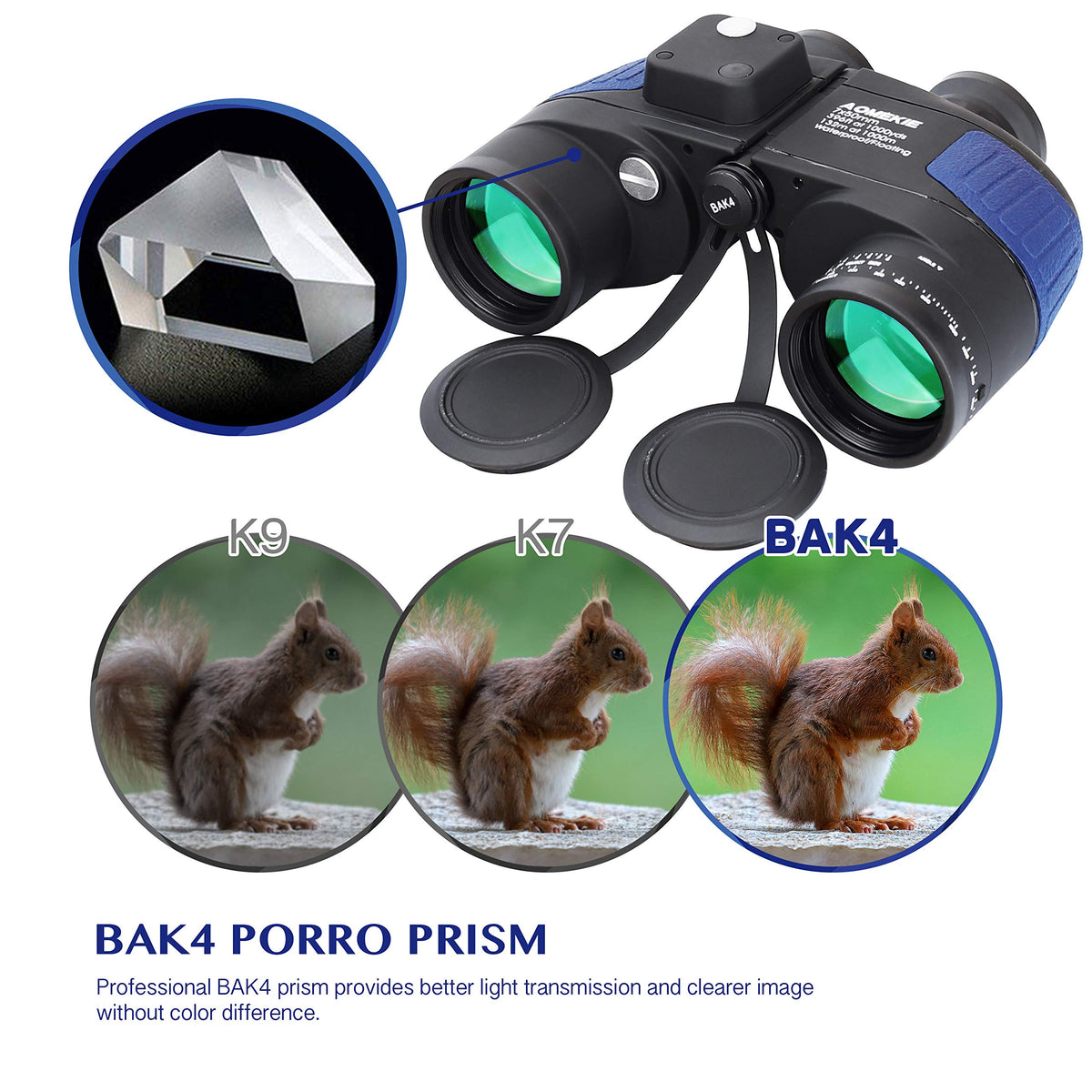 AOMEKIE binoculars rangefinder on left eyepiece for distance checks.