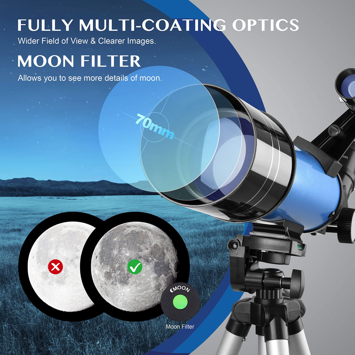 AOMEKIE eyepieces K6 and K25 provide sharper, clearer views for diverse targets.
