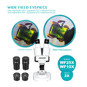 Aomekie microscope 2x objective enables closer inspection of tiny features.