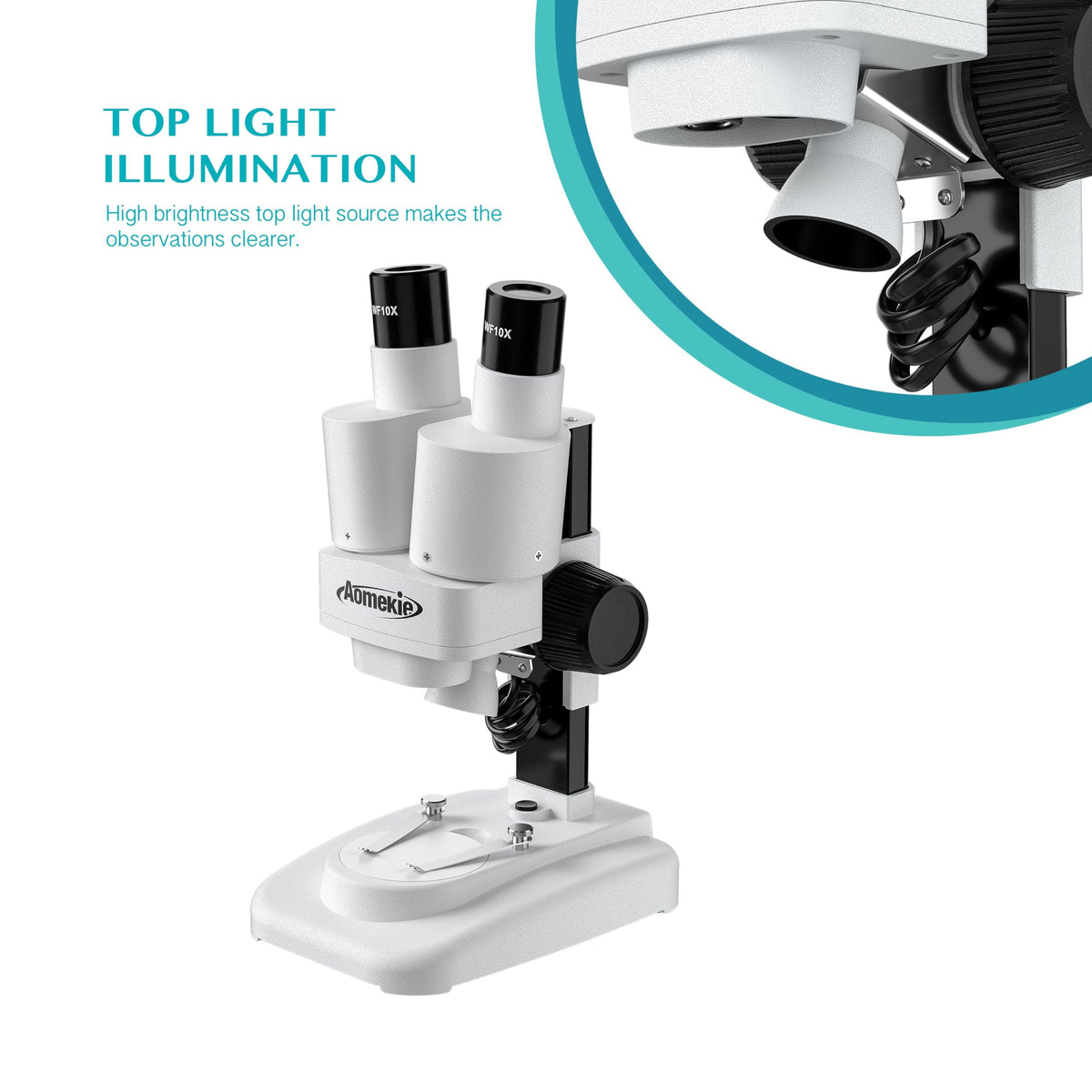 Aomekie LED light keeps illumination bright for clear observation during sessions.
