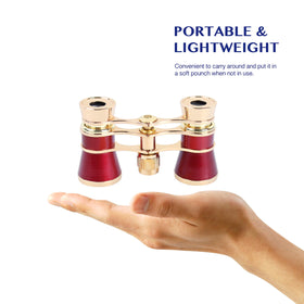 AOMEKIE opera glasses with chain, compact design for easy carry.