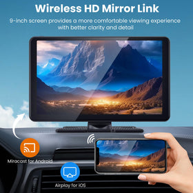 Aonerex display running Apple CarPlay indicating wireless connection and app access on the road