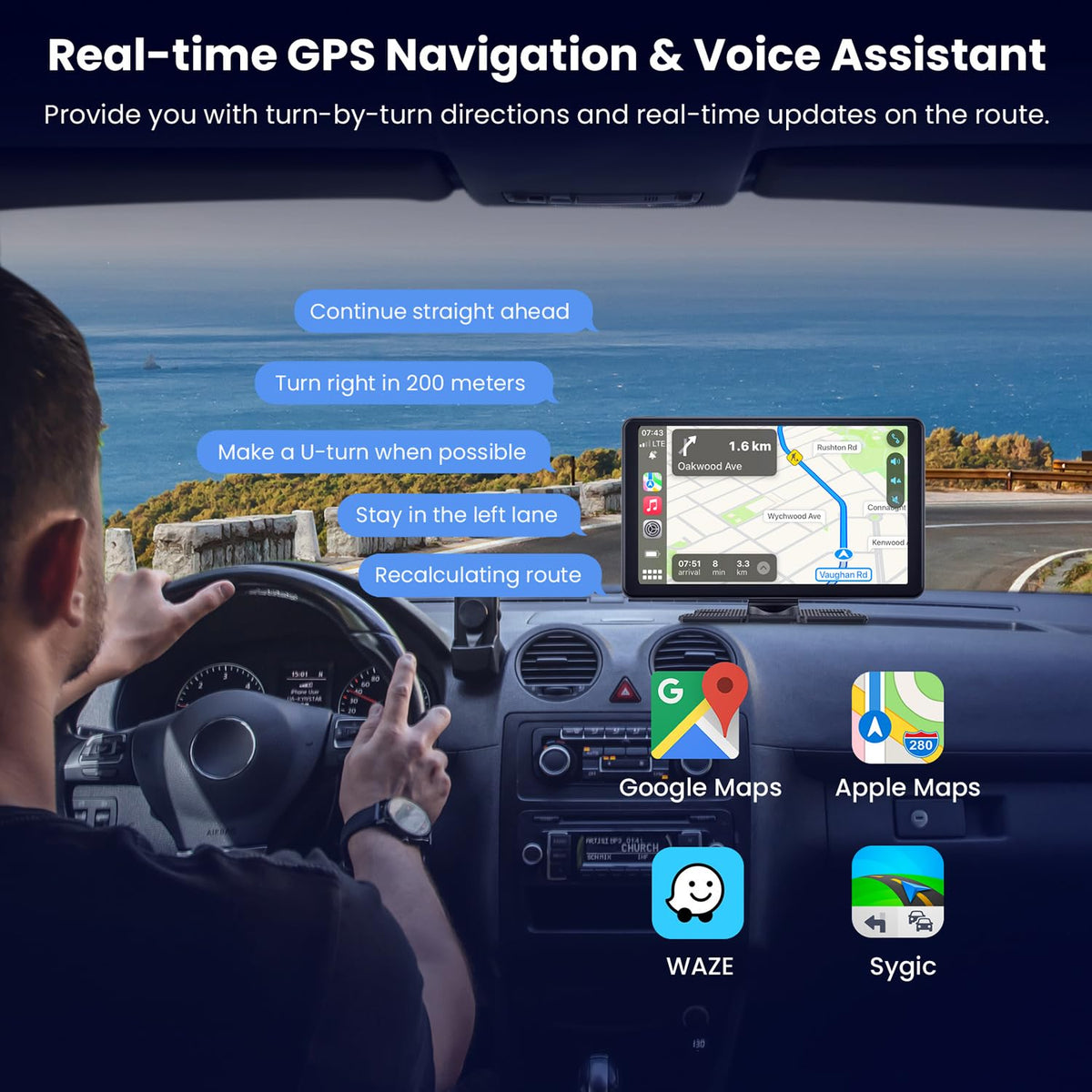 Aonerex installed on a car dashboard showing improved navigation visibility and driver convenience