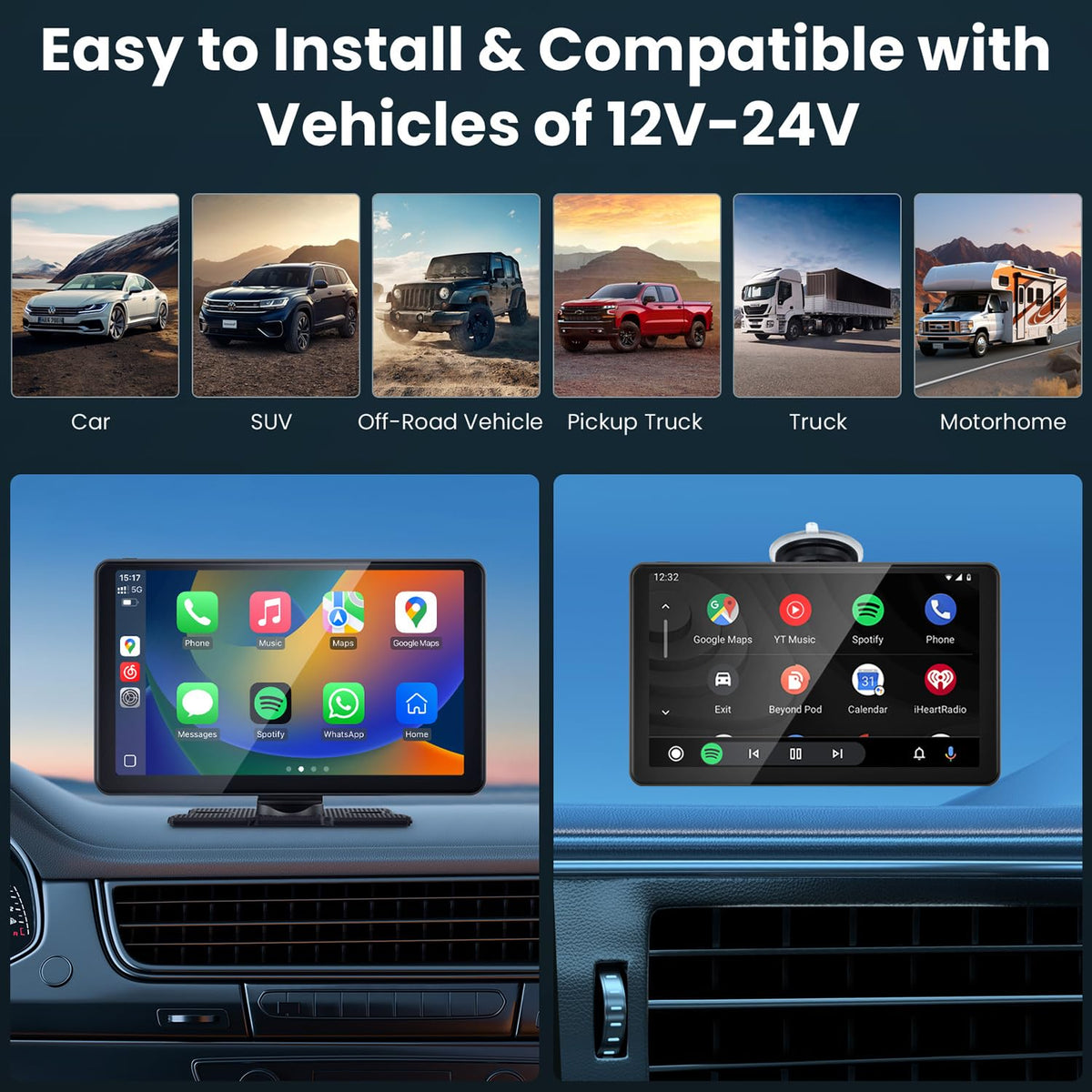 Aonerex in a lifestyle driving scene showing hands-free navigation and entertainment benefits