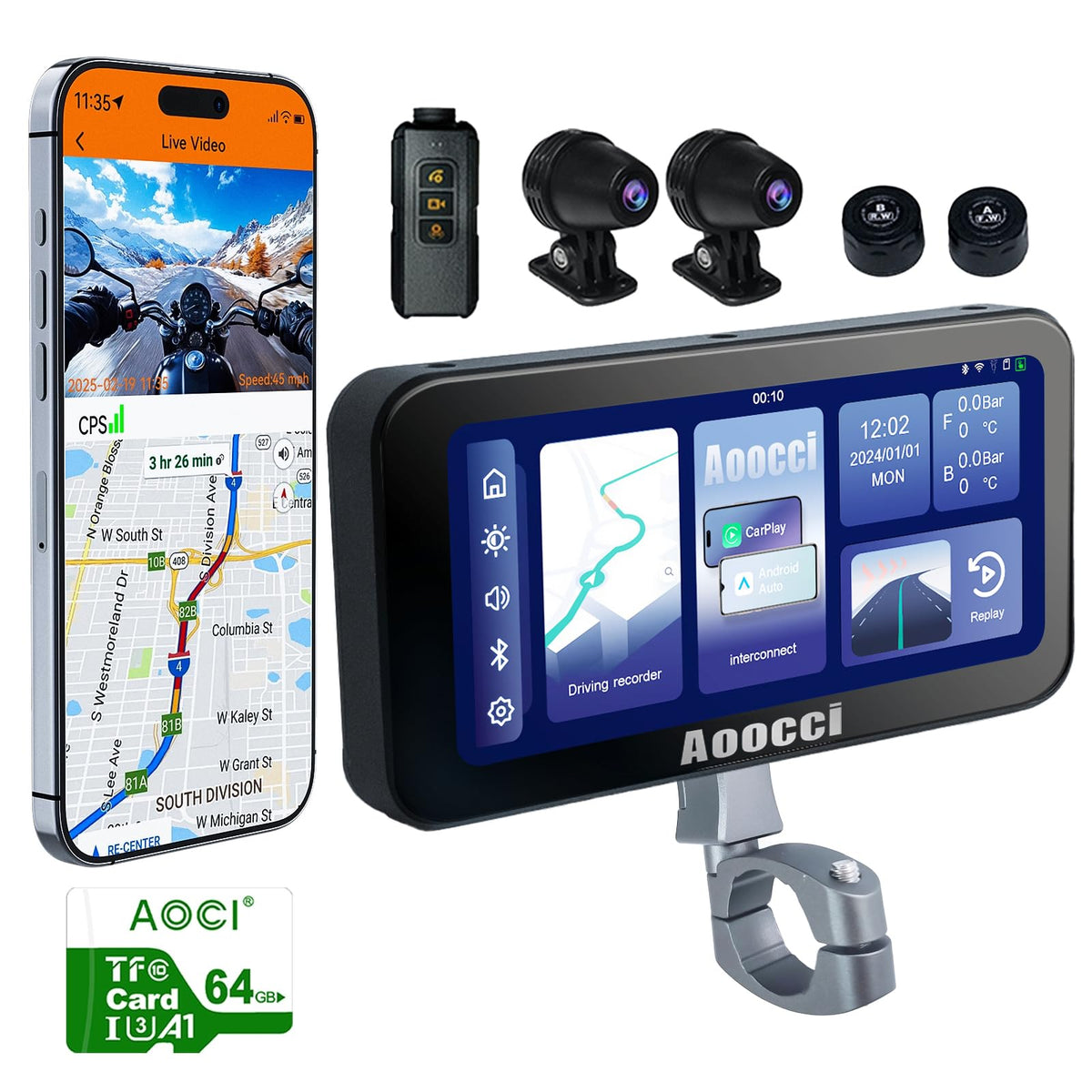 Aoocci C6 PRO front camera view captures clear road details day and night