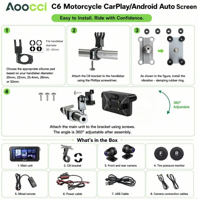 Aoocci C6 PRO rear camera view provides full rear visibility for safer rides