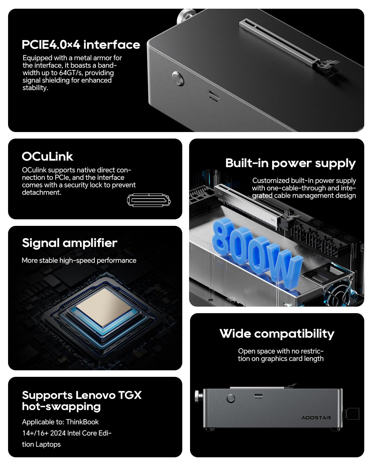 AOOSTAR AG01 built-in 800W PSU powers high-performance GPUs