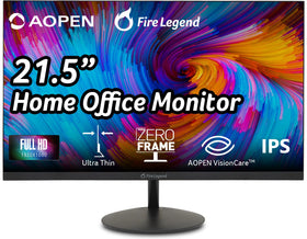 AOPEN 22SA2Q zero-frame front view showing space saving, modern desk aesthetics