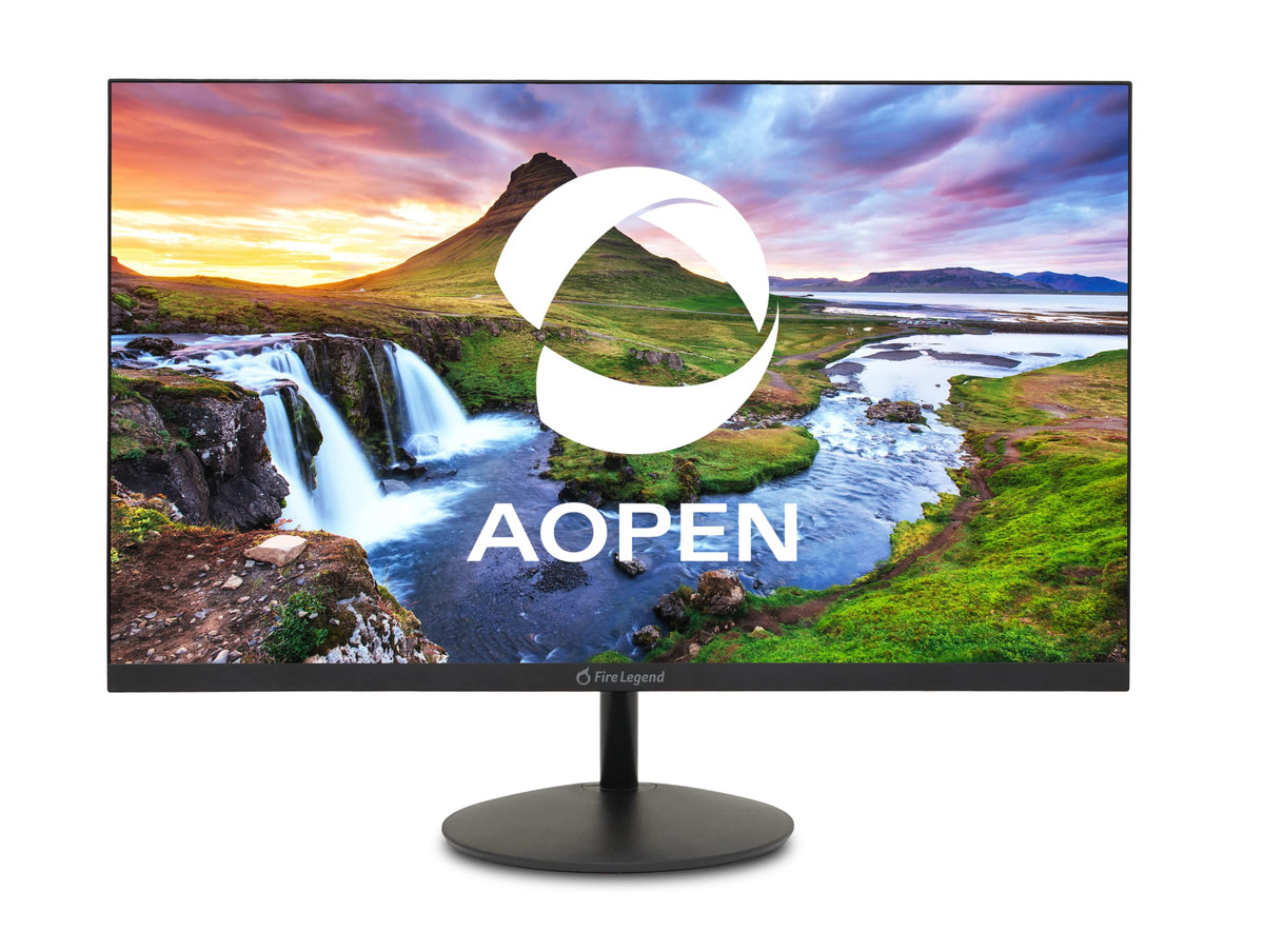 AOPEN monitor front view with ultra-thin zero-frame design for sleek desks.