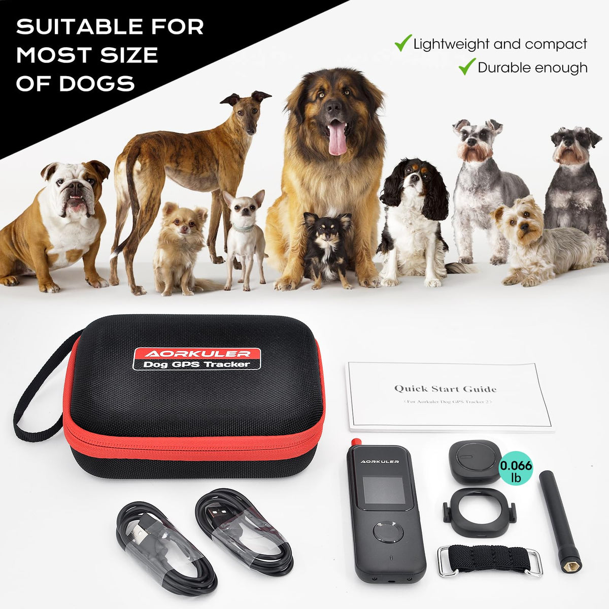 Aorkuler Tracker 2 clip-on dog strap for secure everyday wear