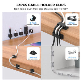 AORUICN adhesive clips securely attach wires to wood, metal, or glass surfaces.