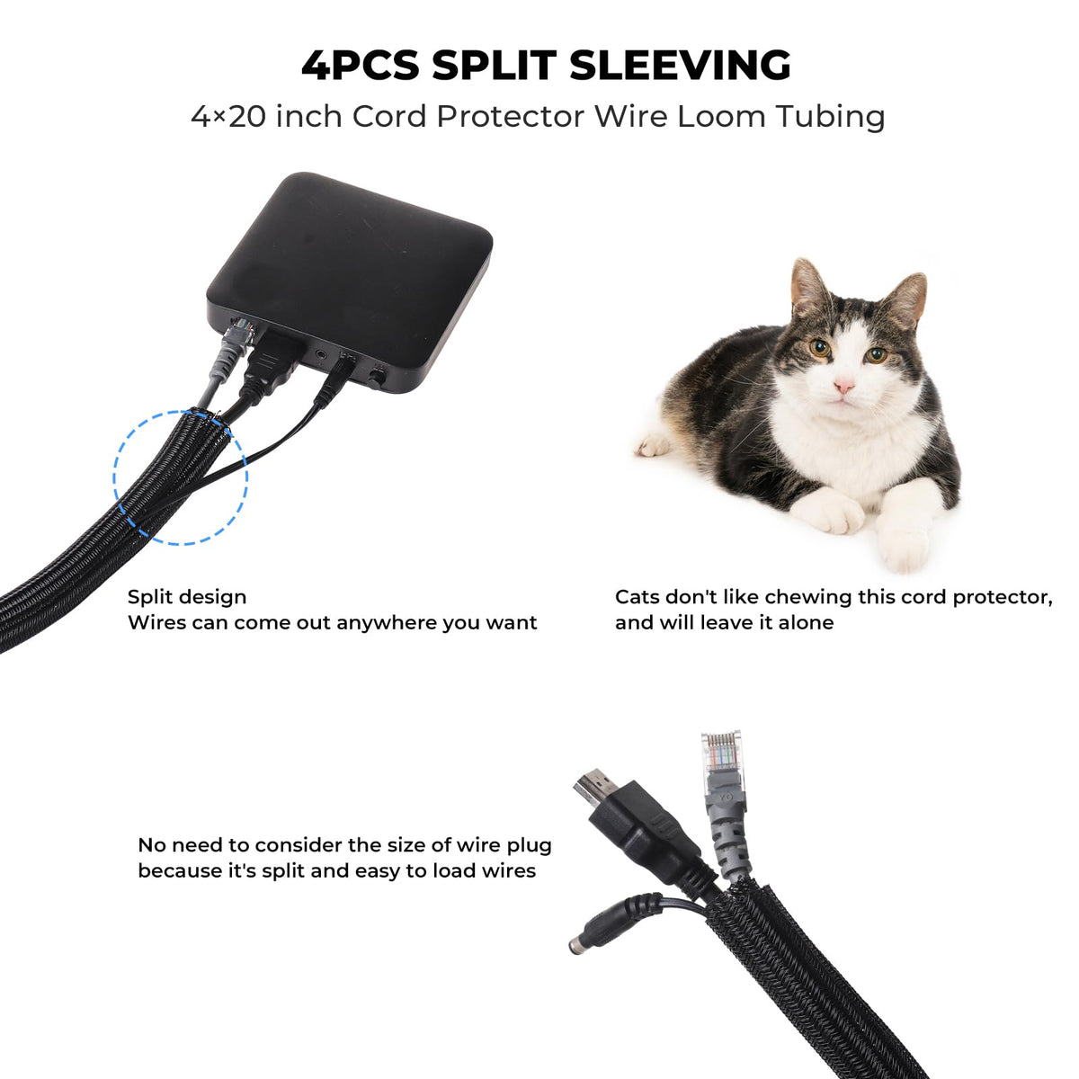 AORUICN pet-proof sleeve extends cable life and safety.