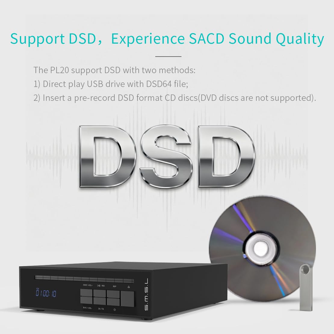 DSD and WAV playback available on USB with AOSHIDA PL20
