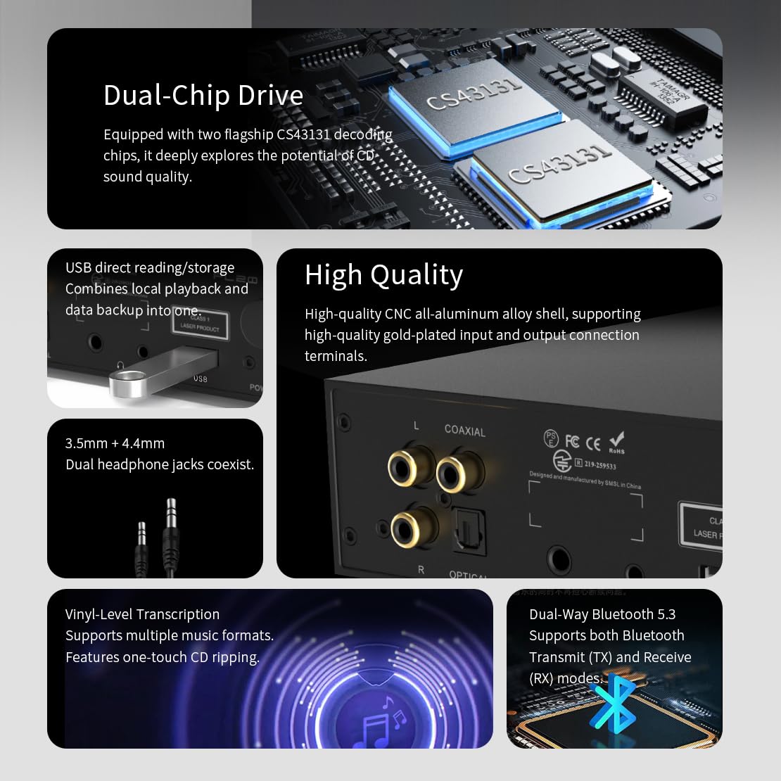 AOSHIDA PL20 USB port supports large drives for ripping