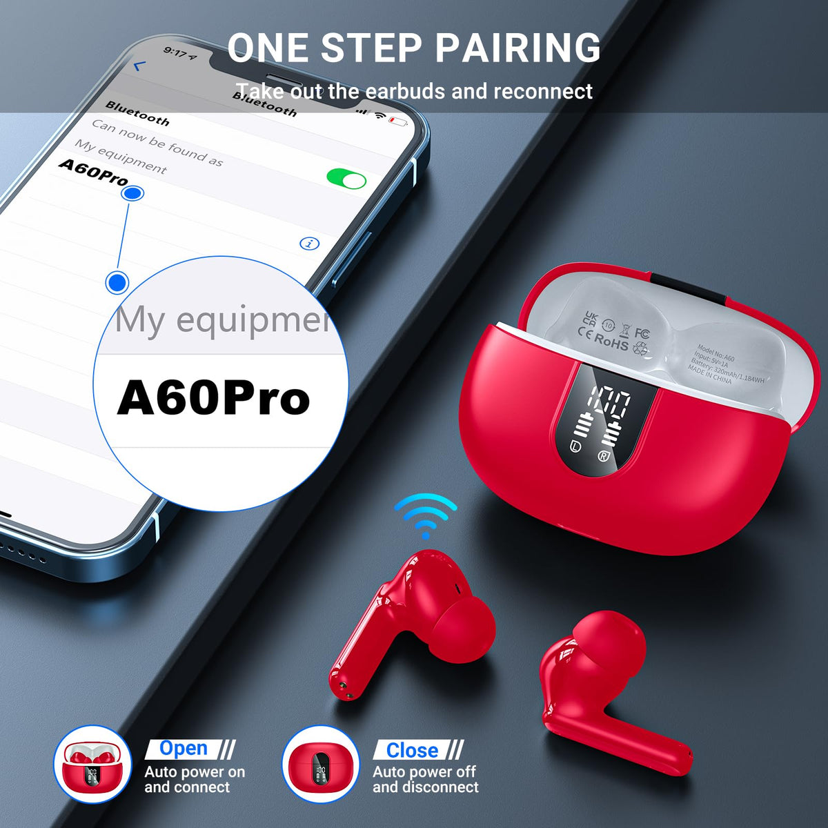 Aoslen charging case provides extended listening with clear LED indicators.