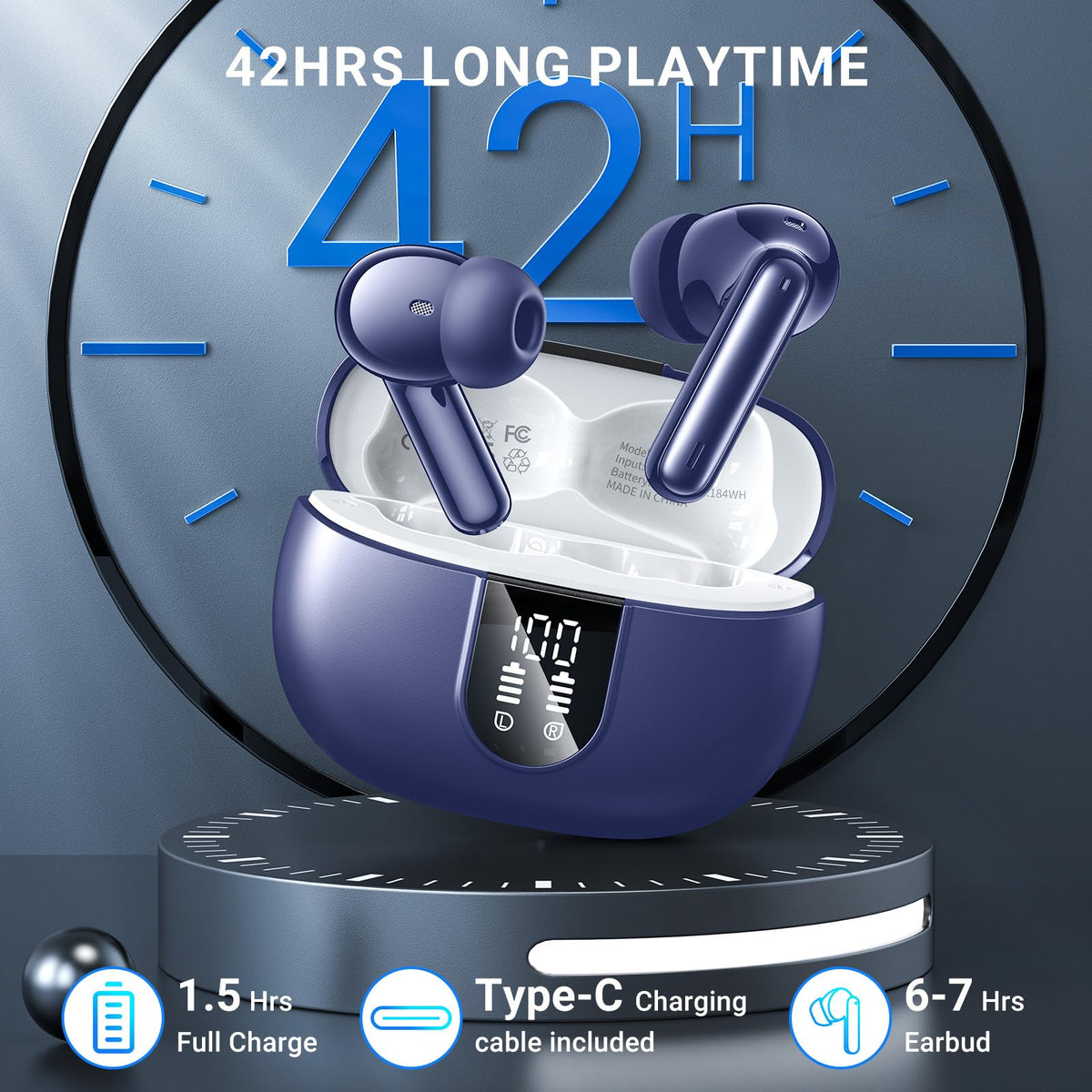 Aoslen wireless earbuds use Bluetooth 5.3 for a stable connection up to 15 meters.