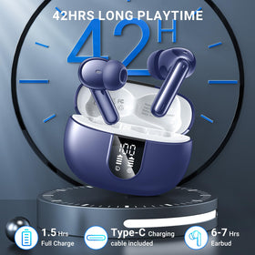 Aoslen wireless earbuds use Bluetooth 5.3 for a stable connection up to 15 meters.