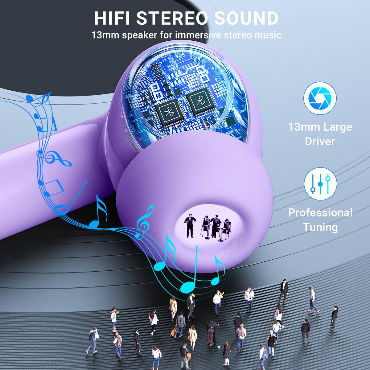 Aoslen earbuds with intuitive touch controls for playback and calls.