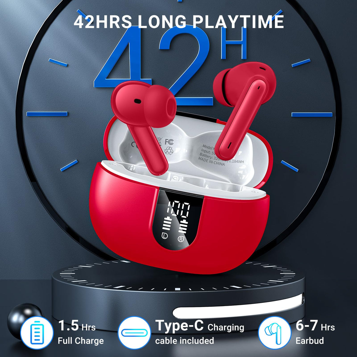 Aoslen earbuds featuring touch controls for music and calls.