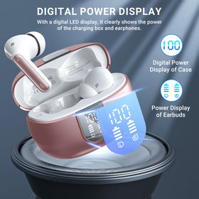 Aoslen wireless earbuds connected via Bluetooth 5.3 for stable listening