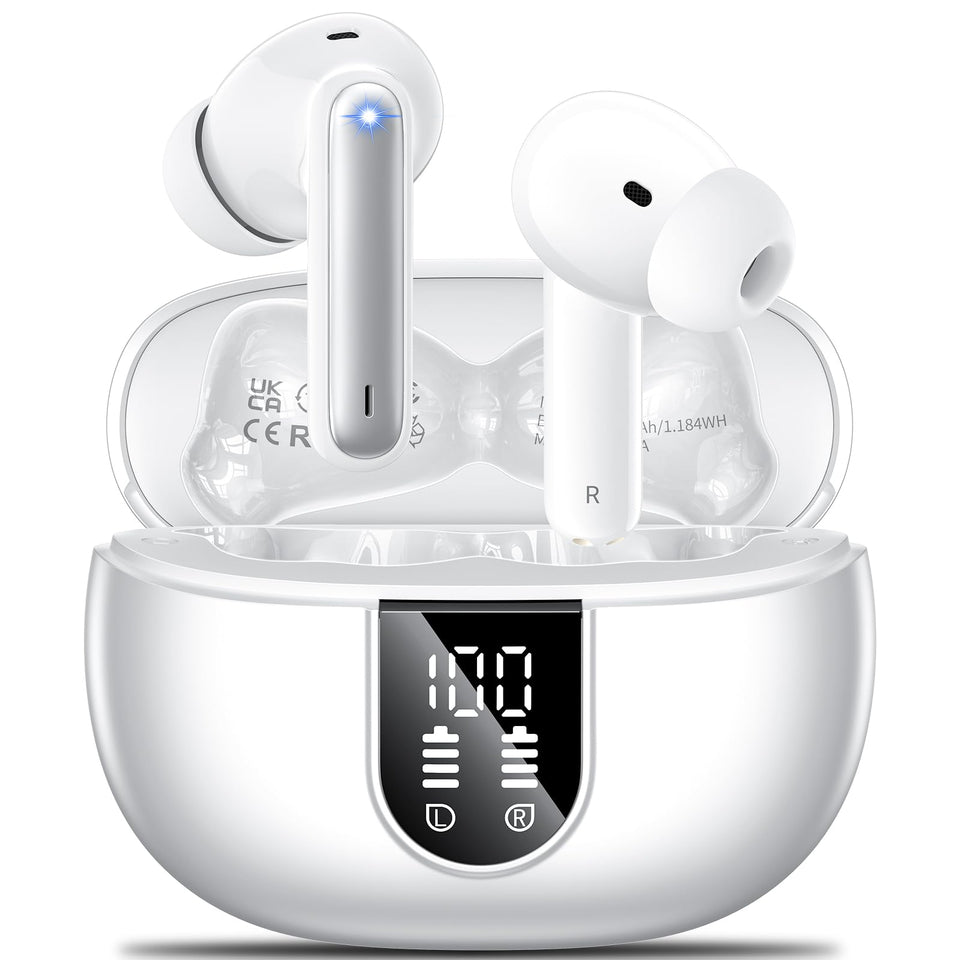 Aoslen wireless earbuds case with LED display shows charge level at a glance.
