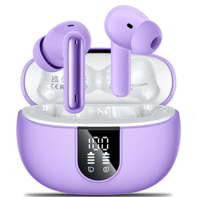 Aoslen wireless earbuds with LED display showing battery level for easy use.