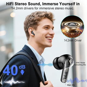 AOSRAU earbuds with 14.2mm driver for deep bass and clear highs.